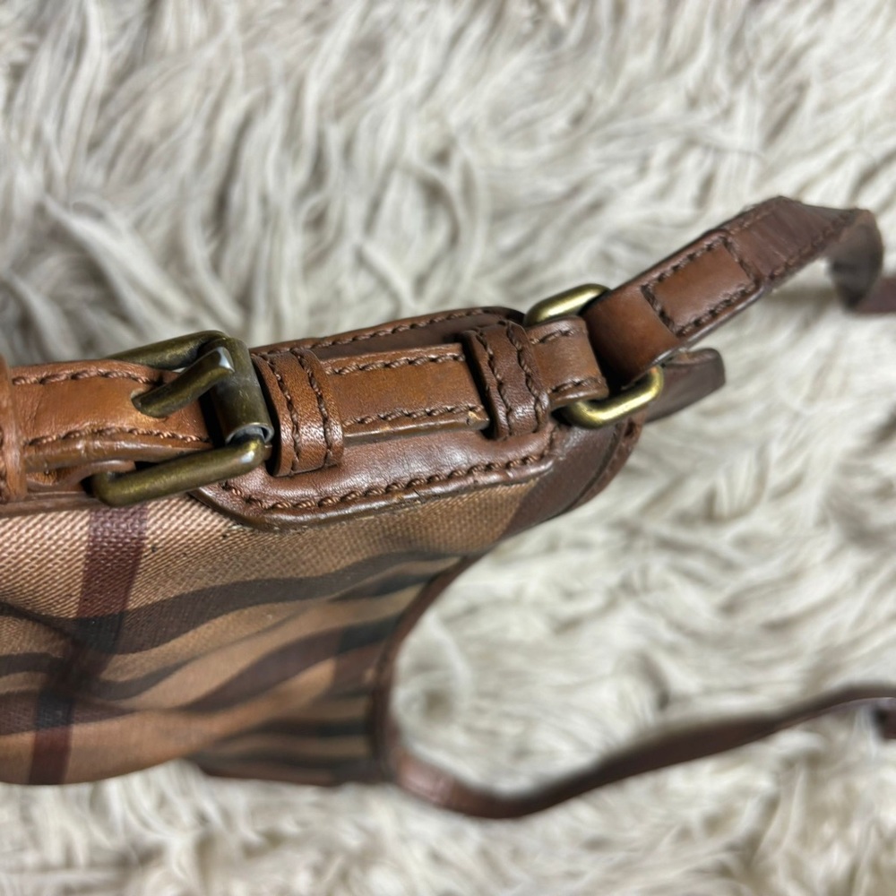 Burberry Brown Smoke House Check PVC and Leather Crossbody Bag - Picture 7 of 16